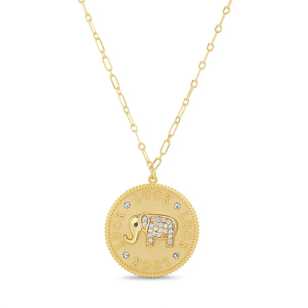 Sterling Silver CZ Studded Three Elephant Pendant Necklace 